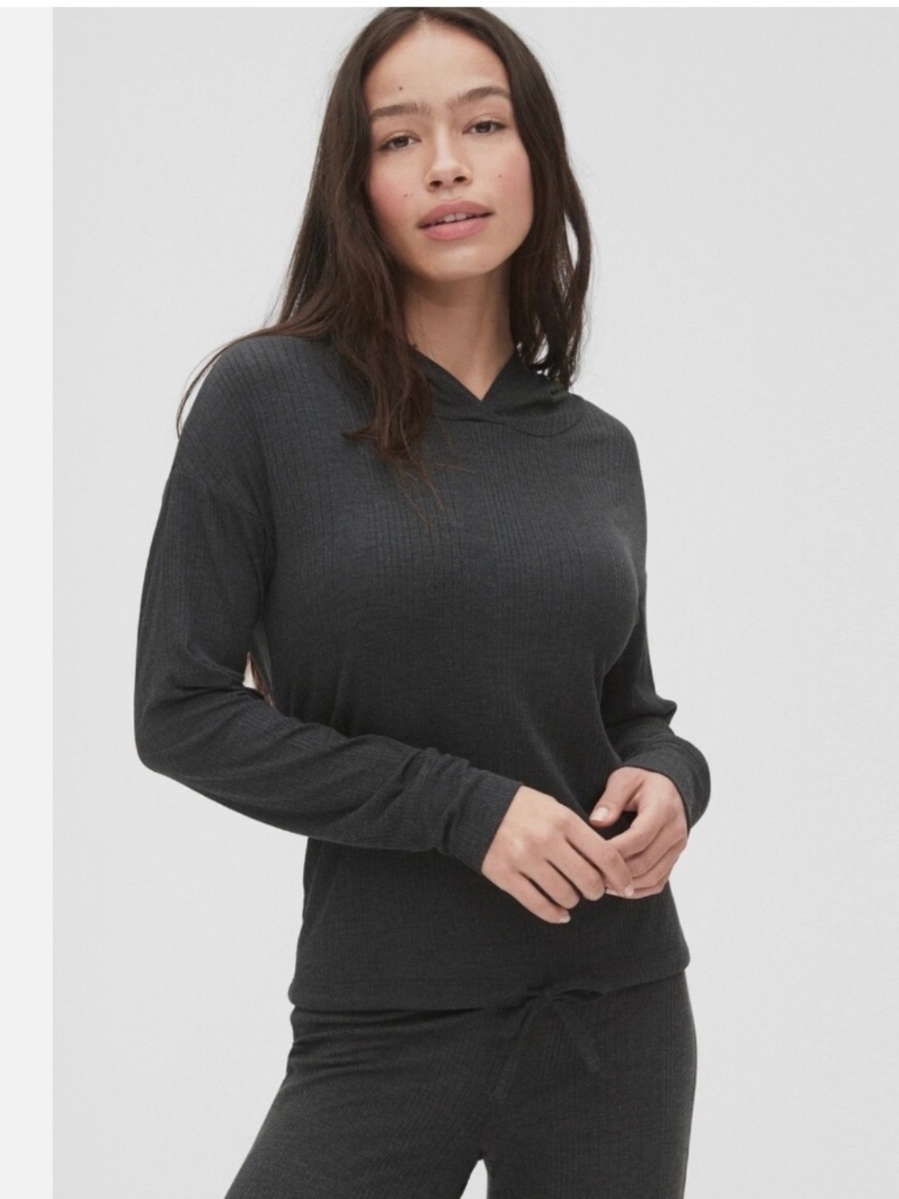 NEW W TAGS LOVE BY GAP TRUE SLEEP MODAL TOP HOODIE TIE FRONT SOFT GRAY SMALL $45